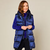 Longline Metallic Quilted Gilet Navy