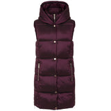 Longline Metallic Quilted Gilet Berry