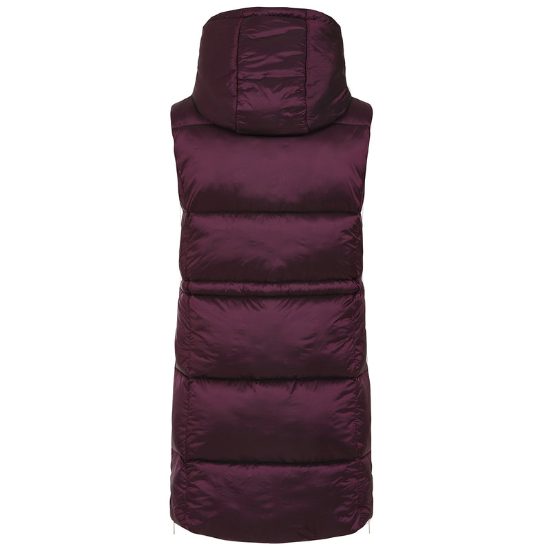 Longline Metallic Quilted Gilet Berry