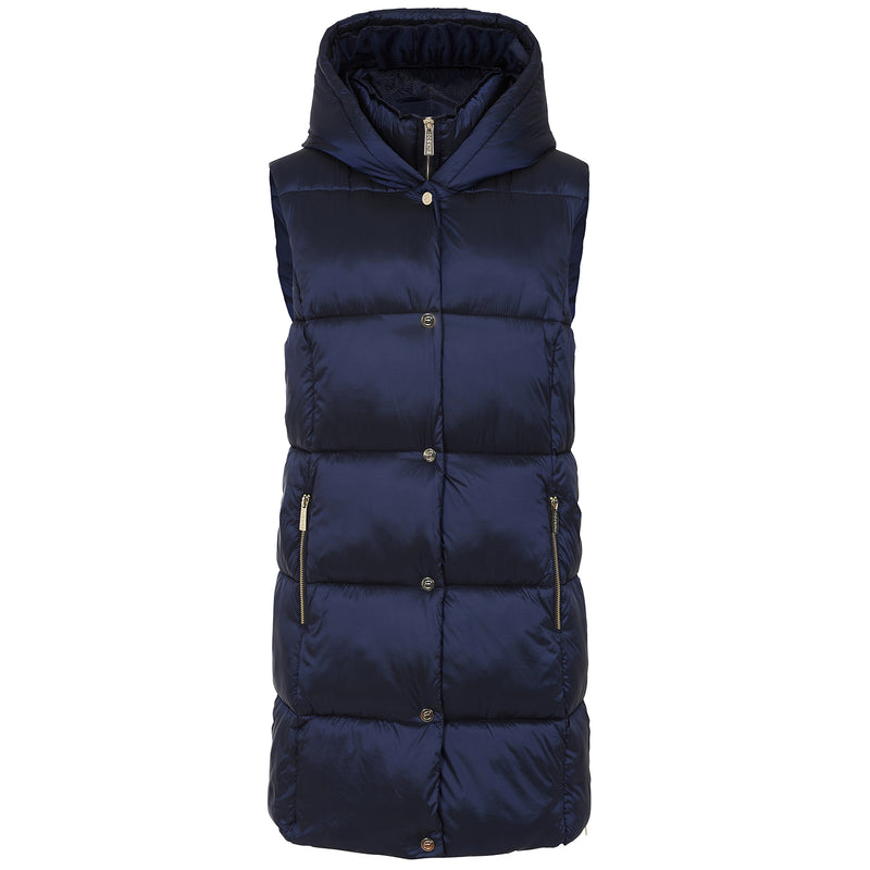 Longline Metallic Quilted Gilet Navy