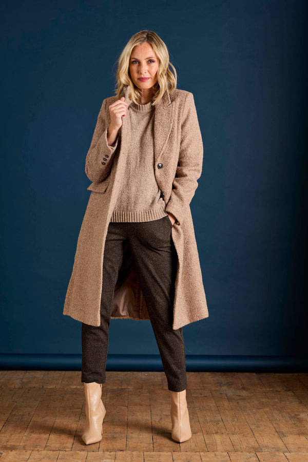 Longline Textured Single Breasted Coat