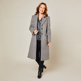 Longline Textured Single Breasted Coat Grey