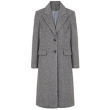 Longline Textured Single Breasted Coat Grey