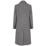 Longline Textured Single Breasted Coat Grey