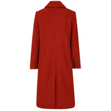 Longline Textured Single Breasted Coat Rust