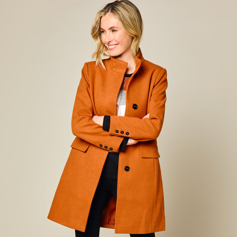 Funnel Neck Coat Rust Emreco