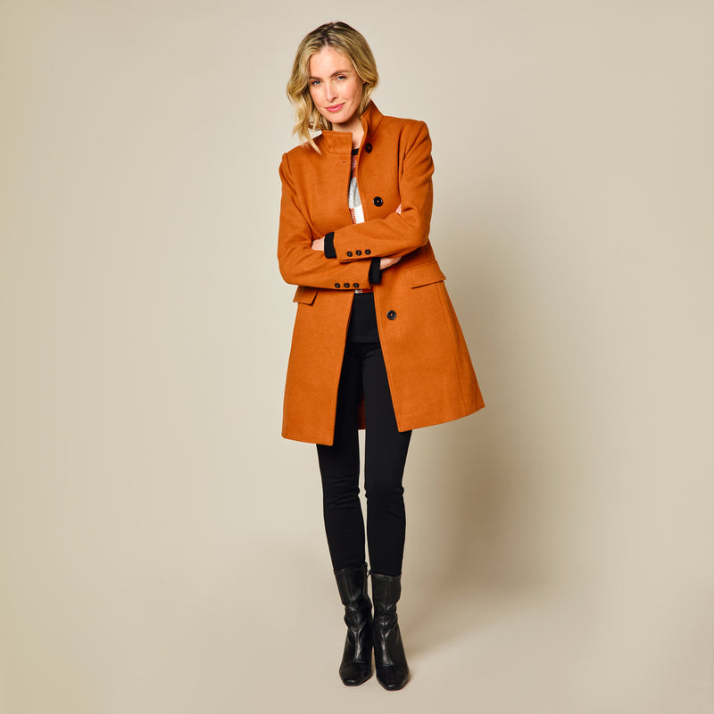 Funnel Neck Coat Rust