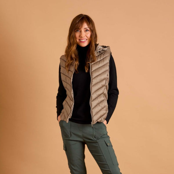 Packaway Quilted Gilet Taupe