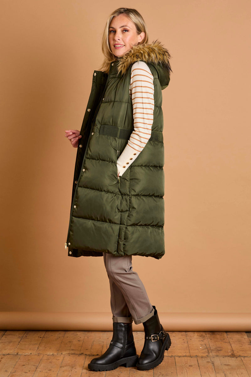Fur Trim Hooded Gilet