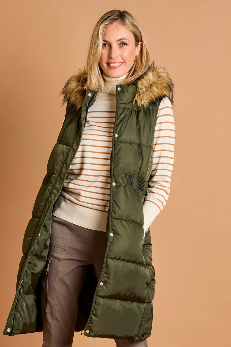 Fur Trim Hooded Gilet