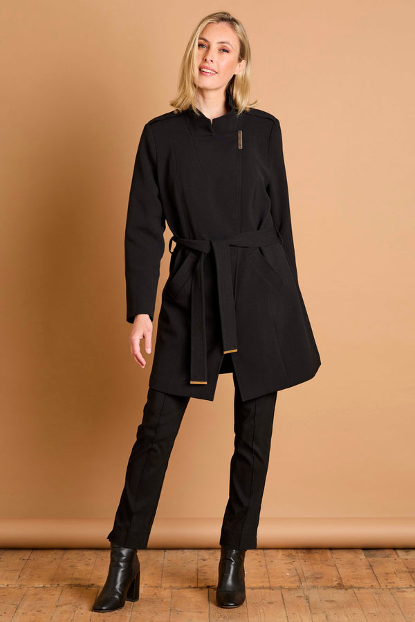 Belted Luxe Trim Coat