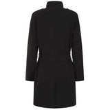 Double Crepe Belted Luxe Trim Coat Black