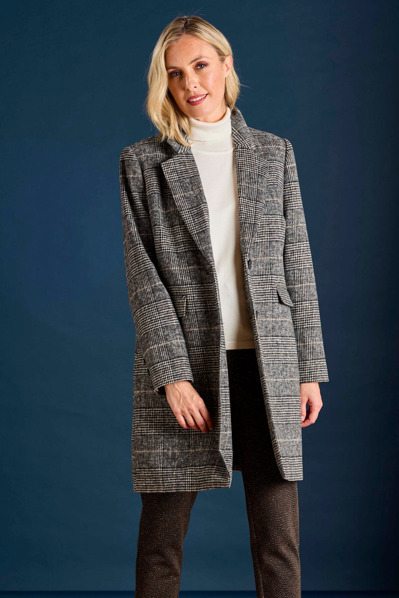 Single Breasted Check Coat