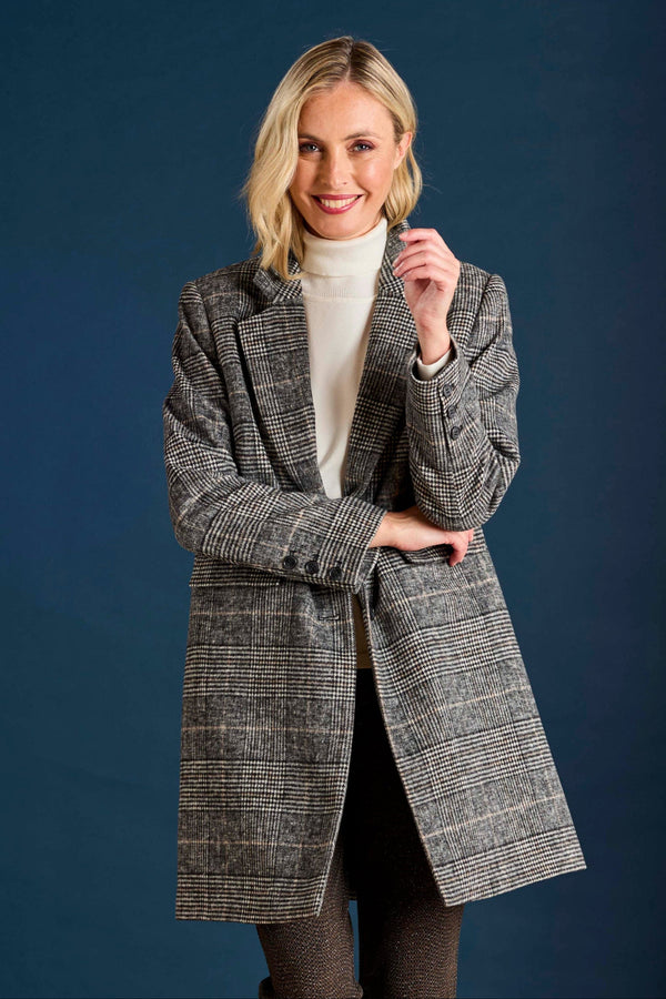 Single Breasted Check Coat