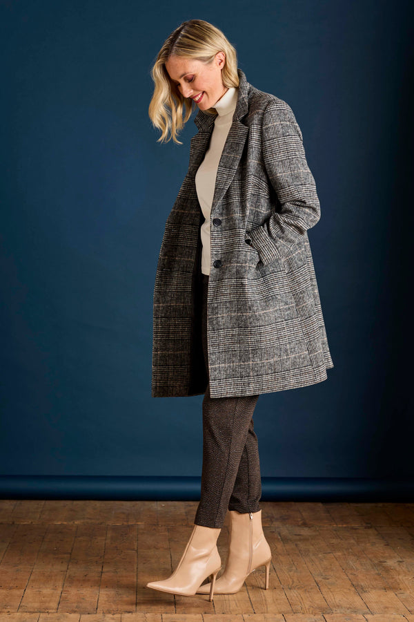 Single Breasted Check Coat