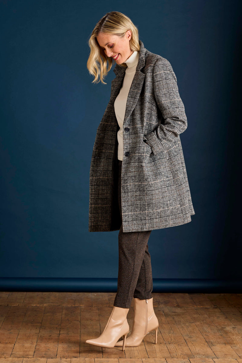 Single Breasted Check Coat