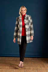Check Funnel Neck Coat
