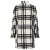 Check Funnel Neck Coat Black/White