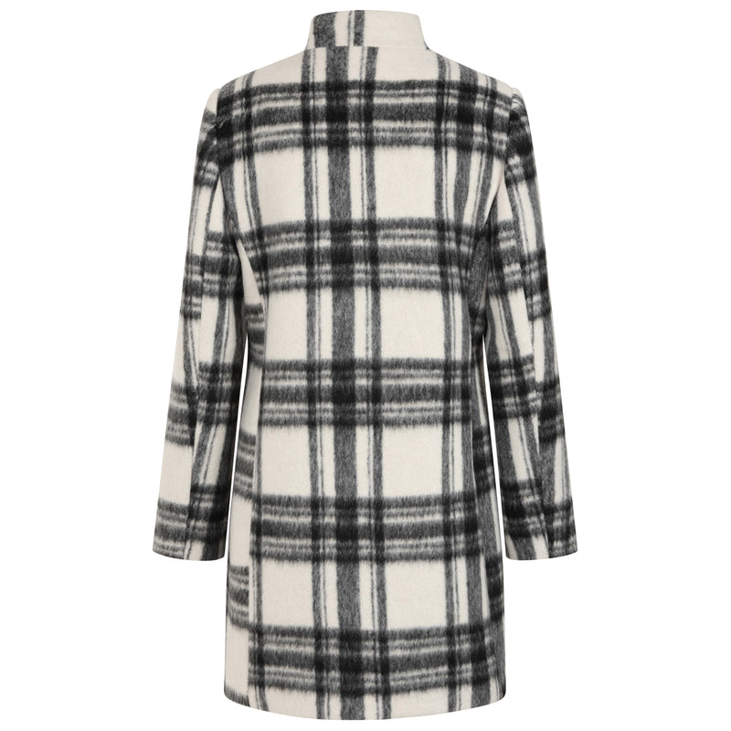 Check Funnel Neck Coat Black/White
