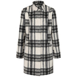 Check Funnel Neck Coat Black/White