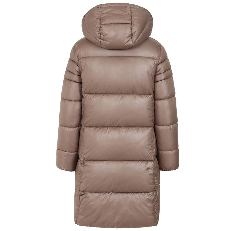 Hooded Quilt Zip Front Midi Coat
