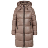 Hooded Quilt Zip Front Midi Coat