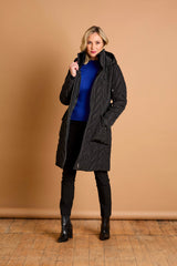 Hooded Quilted Long Coat