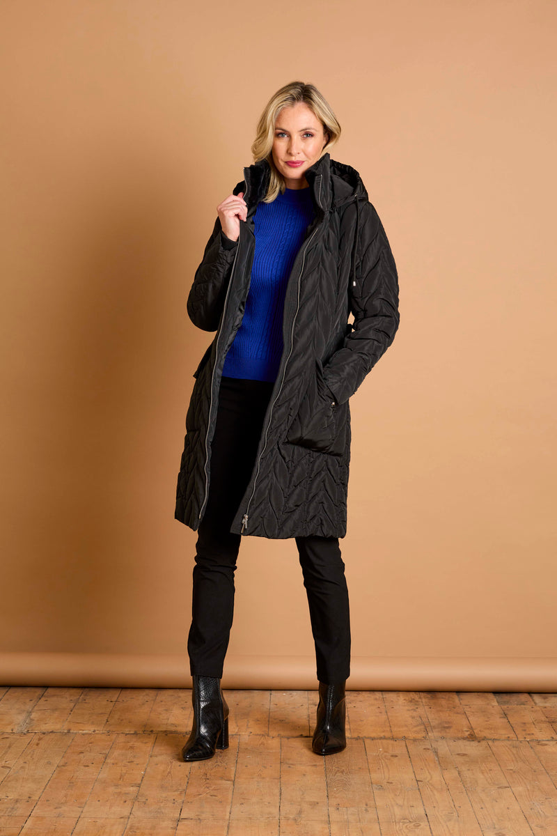 Hooded Quilted Long Coat