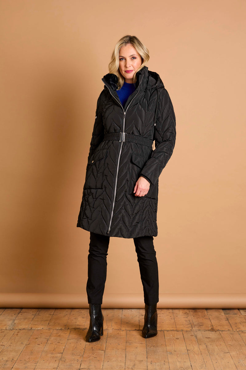 Hooded Quilted Long Coat
