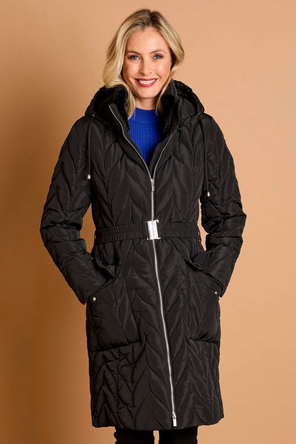 Hooded Quilted Long Coat