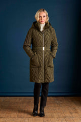 Hooded Quilted Long Coat