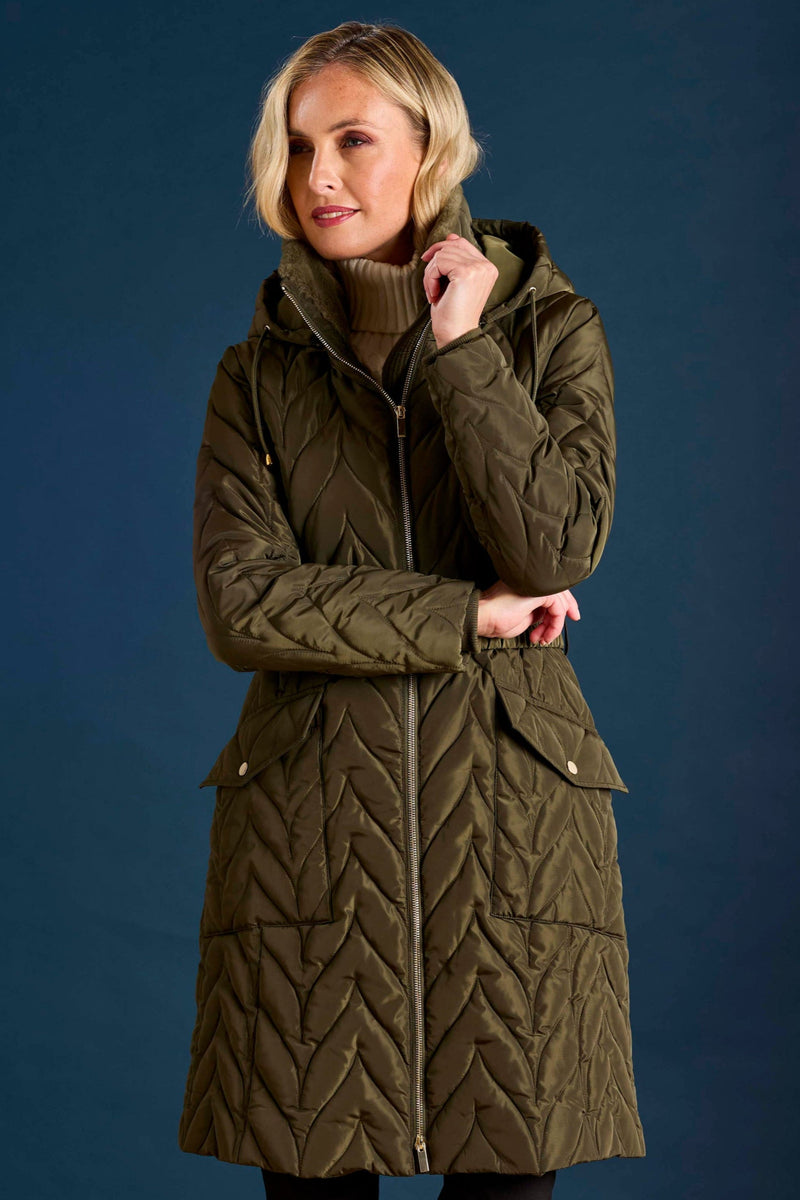 Hooded Quilted Long Coat