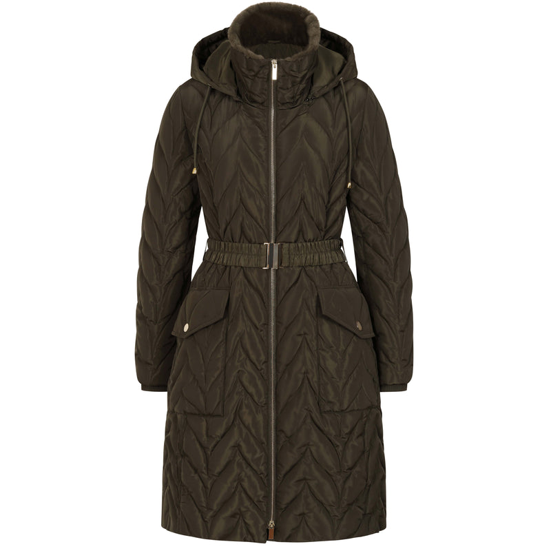 Hooded Quilted Long Coat