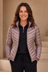 Chevron Quilted Packaway Jacket
