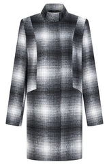 Funnel Neck Checked Coat