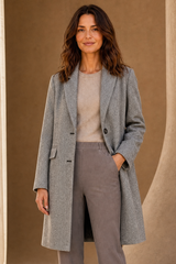 Herringbone Revere Collar Coat