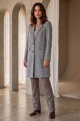 Herringbone Revere Collar Coat