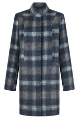 Checked Funnel Neck Coat