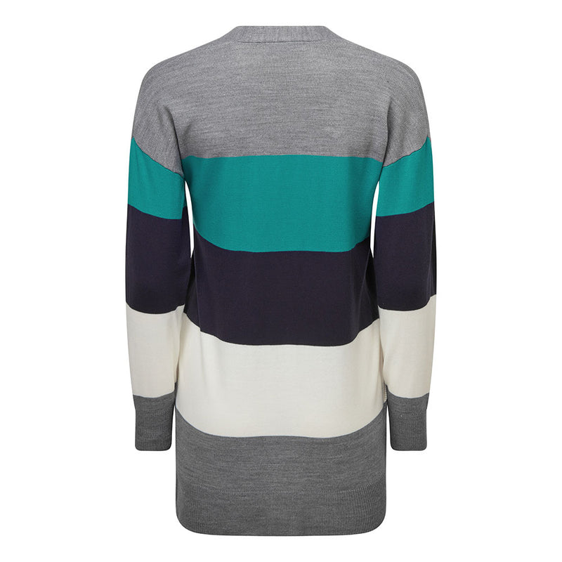 Colour Block Edge To Edge Cardigan Blue