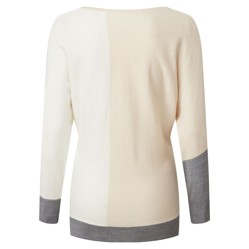 Neutral Colour Block 3/4  Batwing Jumper Neutral