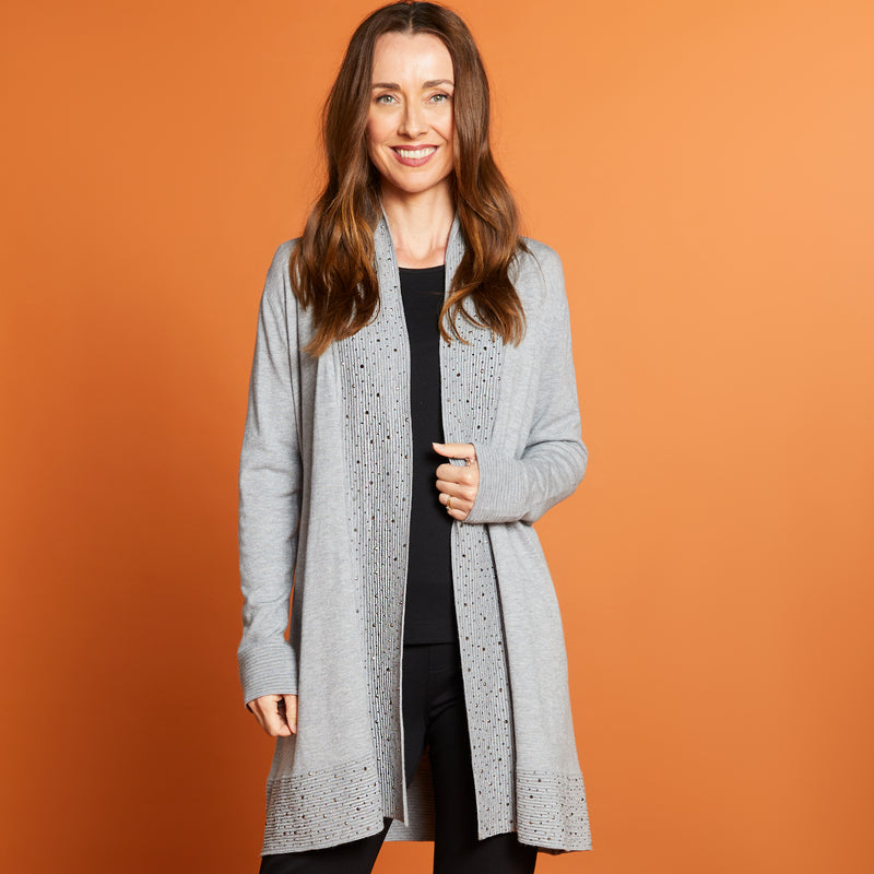 Long Sleeve Sparkle Cardigan Grey