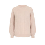Long Sleeve High Neck Cable Knit Jumper Beige