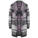 Check Shawl Collar Coatigan Plum