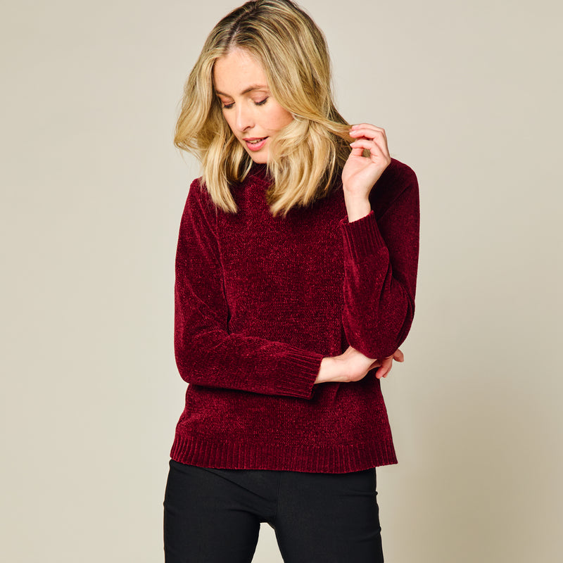 Plain Chenille Jumper Burgundy