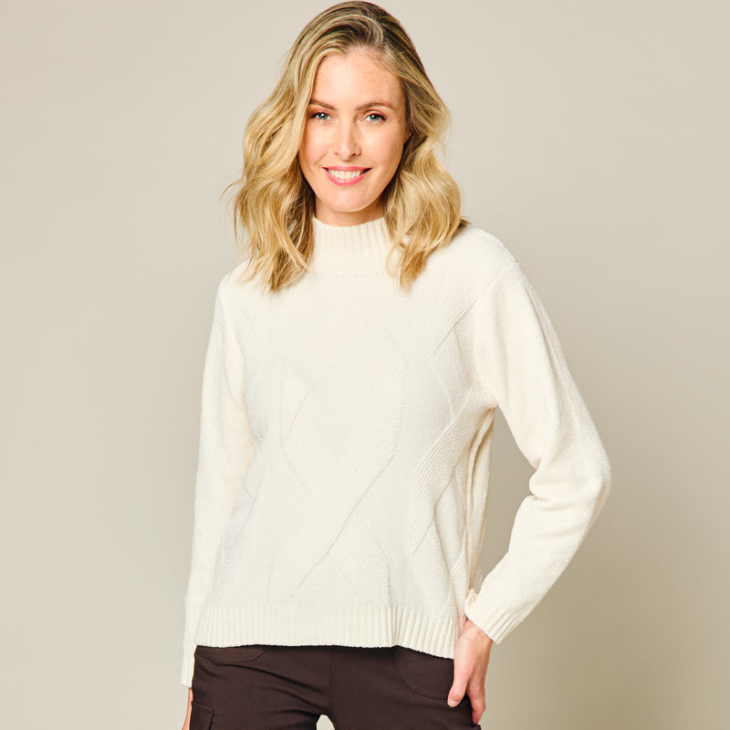 Patterned Chenille Jumper Cream