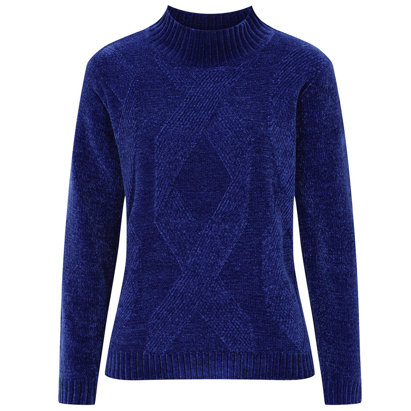 Patterned Chenille Jumper Royal Blue