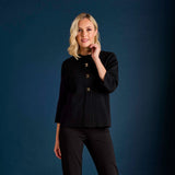 Cropped Plain Coatigan Black