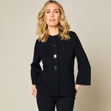 Cropped Plain Coatigan Black