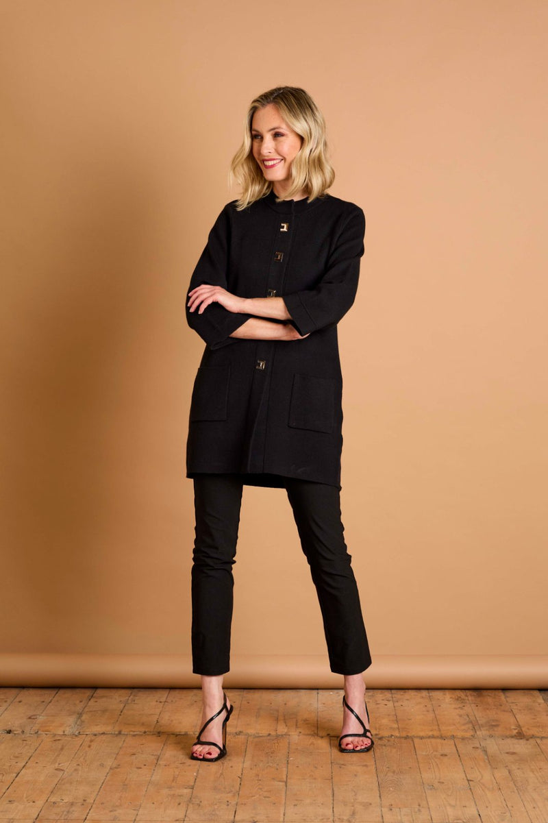 Long Plain Coatigan Black