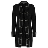 Edge To Edge Check Placket Cardigan Black/White